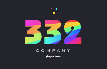 332 colored rainbow creative number digit numeral logo icon