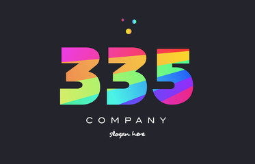 335 colored rainbow creative number digit numeral logo icon