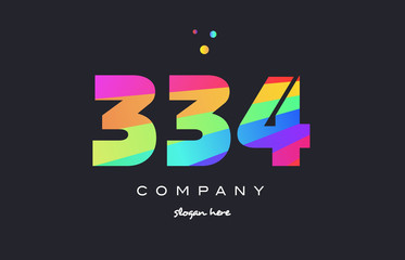 334 colored rainbow creative number digit numeral logo icon