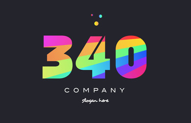 340 colored rainbow creative number digit numeral logo icon