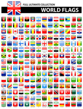 Glossy Square Flags of the World - Full Ultimate Collection