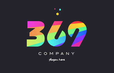 369 colored rainbow creative number digit numeral logo icon