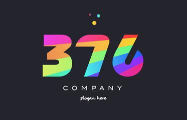 376 colored rainbow creative number digit numeral logo icon