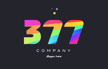 377 colored rainbow creative number digit numeral logo icon