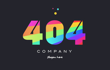 404 colored rainbow creative number digit numeral logo icon