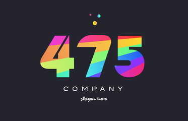 475 colored rainbow creative number digit numeral logo icon