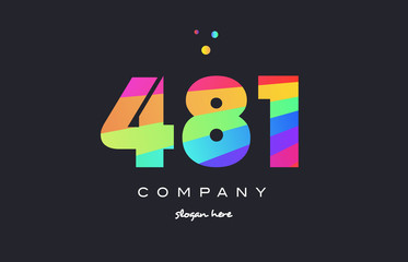 481 colored rainbow creative number digit numeral logo icon