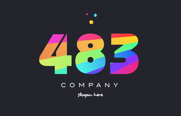 483 colored rainbow creative number digit numeral logo icon