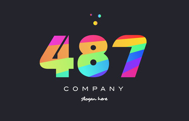 487 colored rainbow creative number digit numeral logo icon