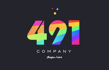 491 colored rainbow creative number digit numeral logo icon