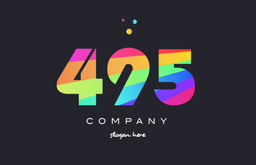 495 colored rainbow creative number digit numeral logo icon