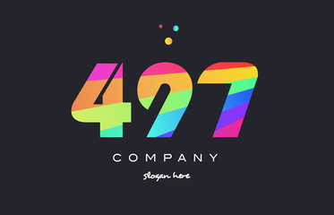 497 colored rainbow creative number digit numeral logo icon