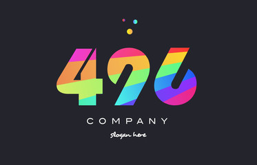 496 colored rainbow creative number digit numeral logo icon