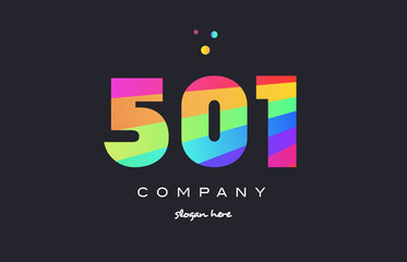501 colored rainbow creative number digit numeral logo icon