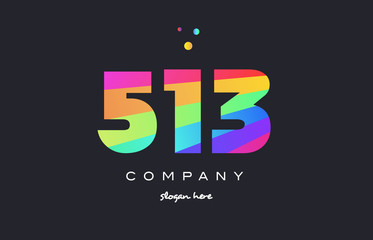 513 colored rainbow creative number digit numeral logo icon
