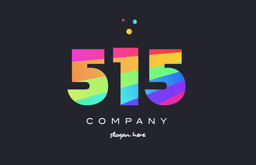 515 colored rainbow creative number digit numeral logo icon