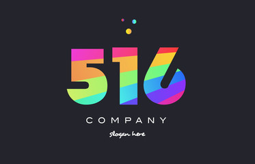 516 colored rainbow creative number digit numeral logo icon