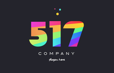 517 colored rainbow creative number digit numeral logo icon
