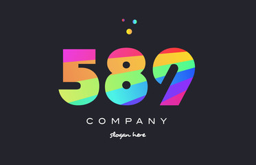 589 colored rainbow creative number digit numeral logo icon
