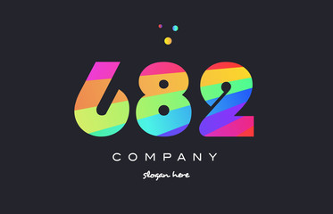 682 colored rainbow creative number digit numeral logo icon