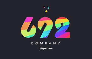 692 colored rainbow creative number digit numeral logo icon