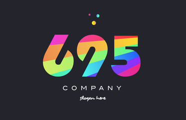 Fototapeta na wymiar 695 colored rainbow creative number digit numeral logo icon