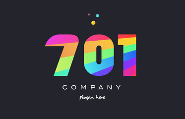 701 colored rainbow creative number digit numeral logo icon