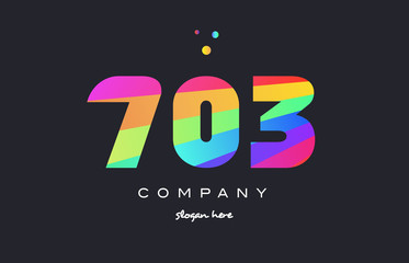 703 colored rainbow creative number digit numeral logo icon