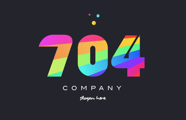 704 colored rainbow creative number digit numeral logo icon