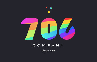 706 colored rainbow creative number digit numeral logo icon