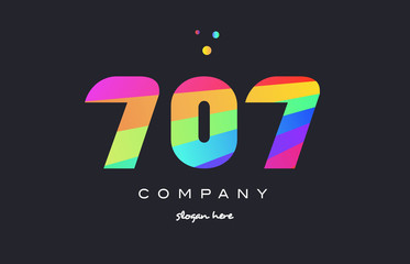 707 colored rainbow creative number digit numeral logo icon