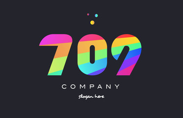 709 colored rainbow creative number digit numeral logo icon