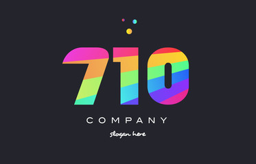 710 colored rainbow creative number digit numeral logo icon