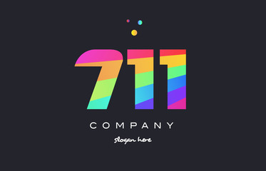 711 colored rainbow creative number digit numeral logo icon