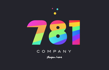 781 colored rainbow creative number digit numeral logo icon