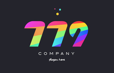 779 colored rainbow creative number digit numeral logo icon