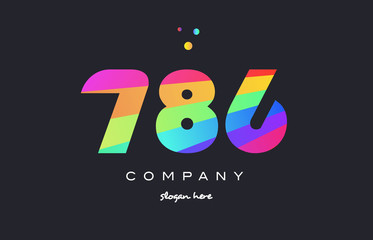786 colored rainbow creative number digit numeral logo icon