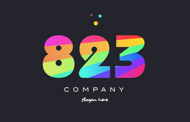 823 colored rainbow creative number digit numeral logo icon