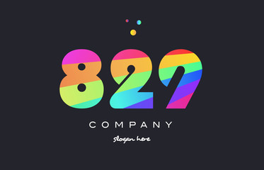 829 colored rainbow creative number digit numeral logo icon