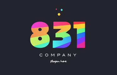 831 colored rainbow creative number digit numeral logo icon
