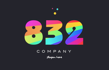 832 colored rainbow creative number digit numeral logo icon