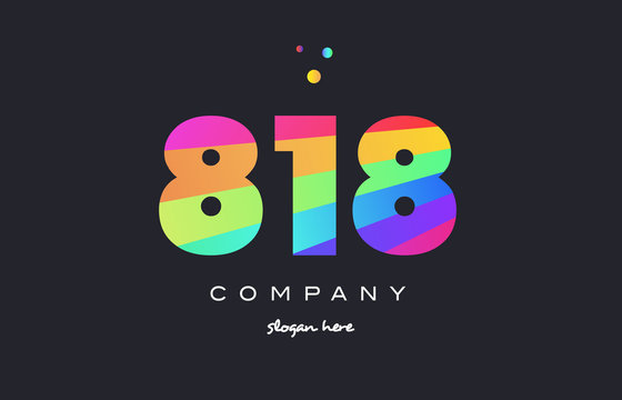 818 colored rainbow creative number digit numeral logo icon