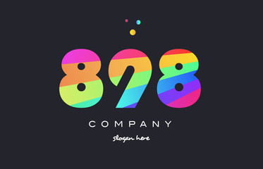 898 colored rainbow creative number digit numeral logo icon