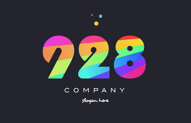 928 colored rainbow creative number digit numeral logo icon