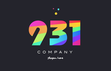 931 colored rainbow creative number digit numeral logo icon