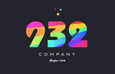 932 colored rainbow creative number digit numeral logo icon