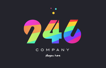 946 colored rainbow creative number digit numeral logo icon