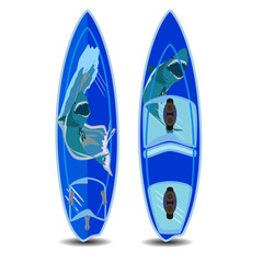 Vector flat illustration of surfing board