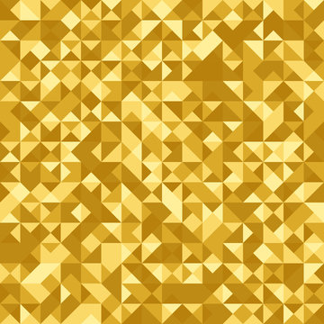 Seamless abstract pattern: gold heraldic background with holographic effect. Triangle foil.