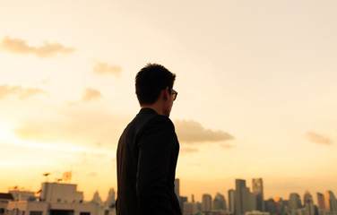 Fototapeta premium Man walking in the city. 